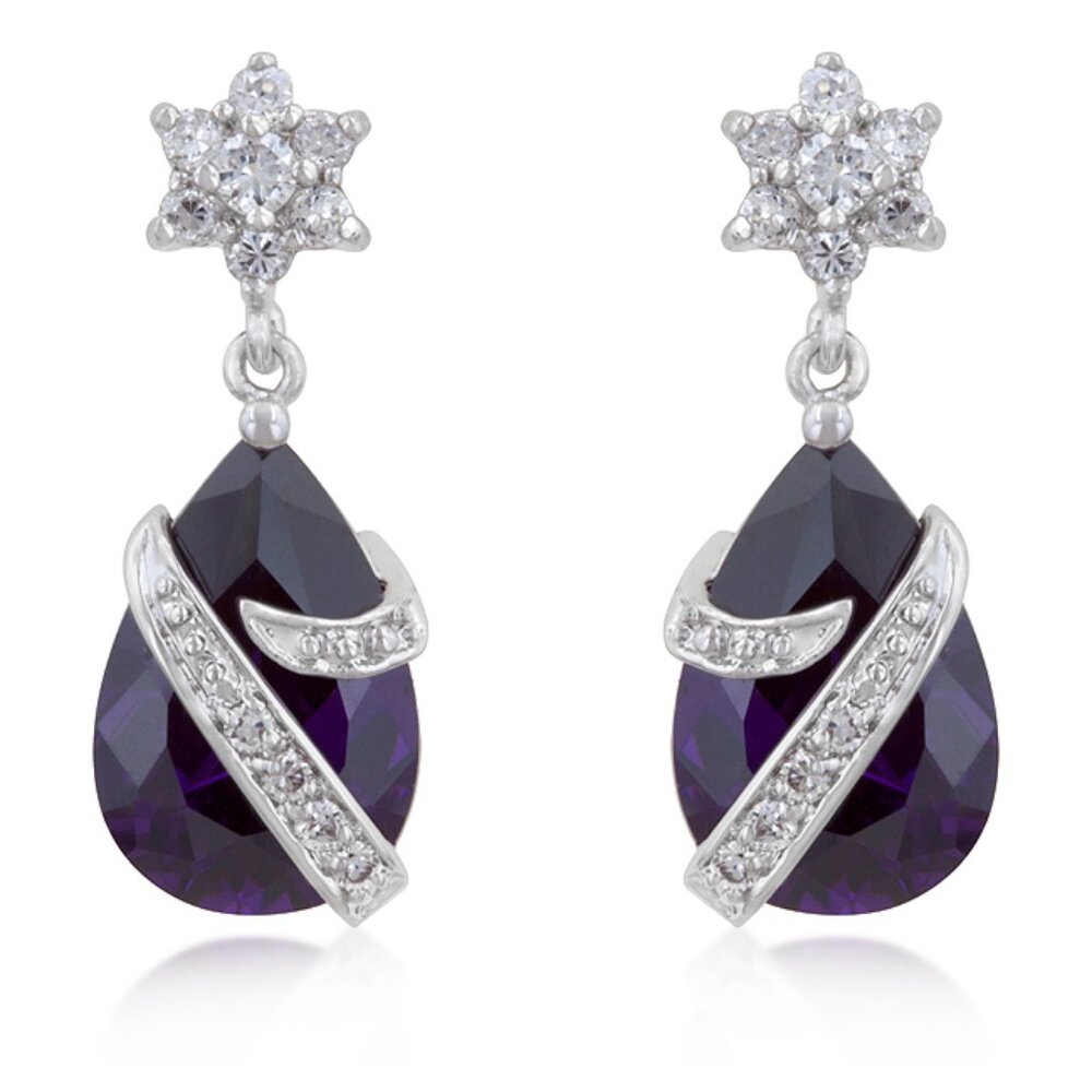 Black White Tear Drop Cz Earrings - New WTags 43$